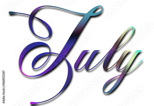 July handwritten calligraphy text isolated