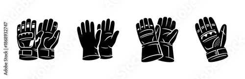 Vector icons set of hand protection gloves. safety, work, industrial, protective gear