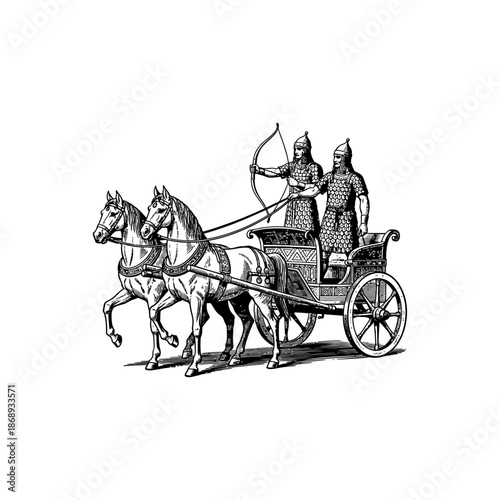 Ancient hittite chariot engraving.