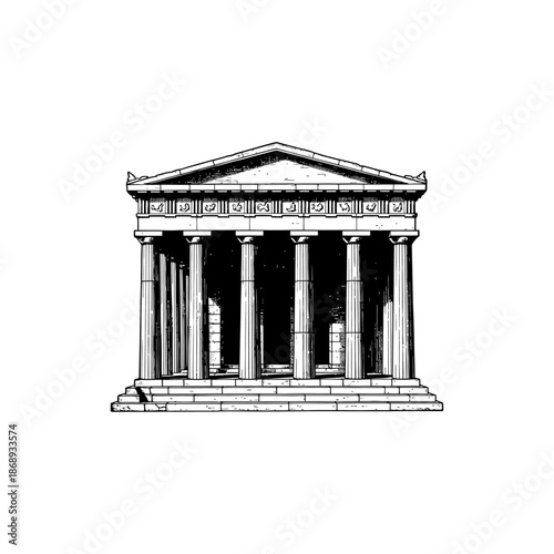 Ancient greek temple engraving.