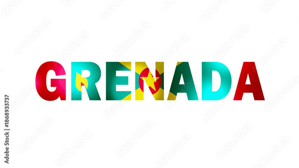 Fototapeta premium Grenada Text With Flag Isolated On Transparent PNG Background