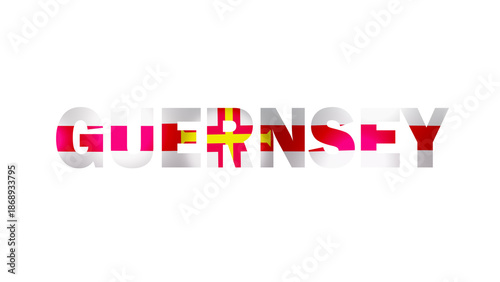 Guernsey Text With Flag Isolated On Transparent PNG Background