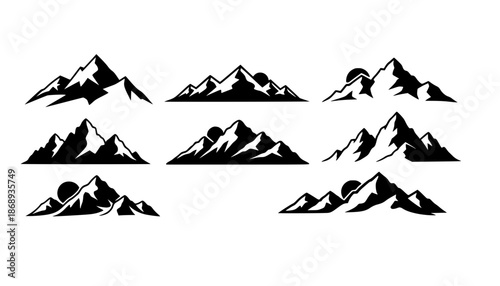 mountain silhouette icon vector set for logo
