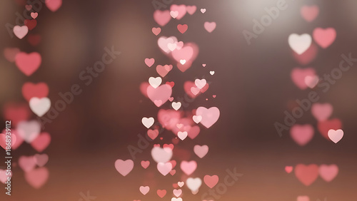 Dreamy Heart Bokeh Background with Romantic Pink and White Lights