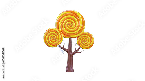 Whimsical Lollipop Tree with Swirled Candies