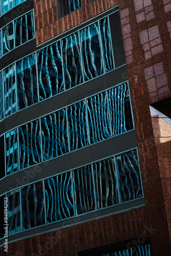 Teal linear window reflection