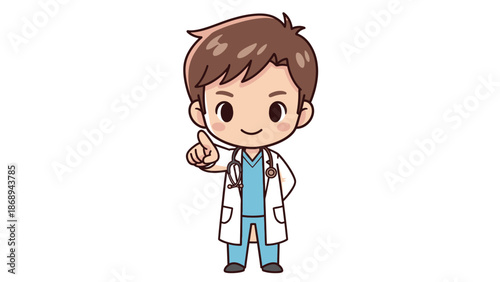 Cartoon Doctor Character Wearing Lab Coat.