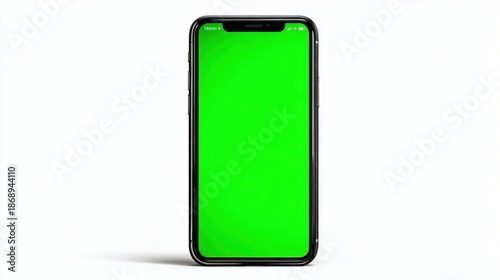 mobile telephone with a vertical green screen in tram chroma key smartphone technology cell phone, empty, message, travel, public, white, mockup, social, wireless, space,