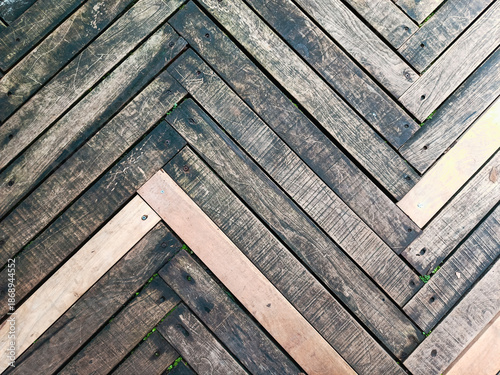 Obraz na plátne Seamless herringbone patterned outdoor deck or wood parquet
