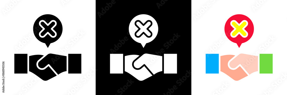 Fototapeta premium Avoid Handshake Icon Set Glyph vector Illustration 