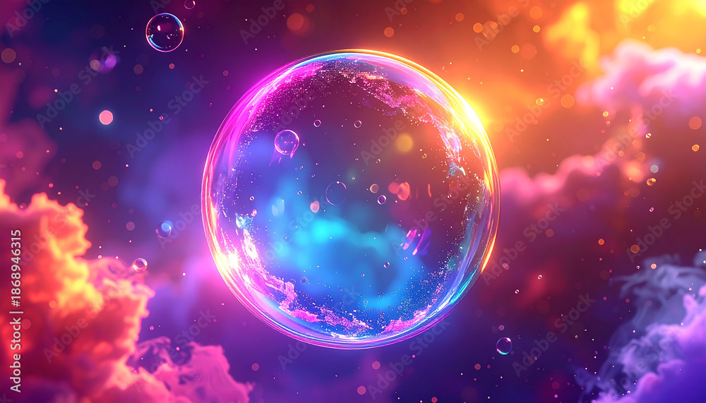 Fototapeta premium Iridescent Cosmic Bubble Nebula Galaxy Image