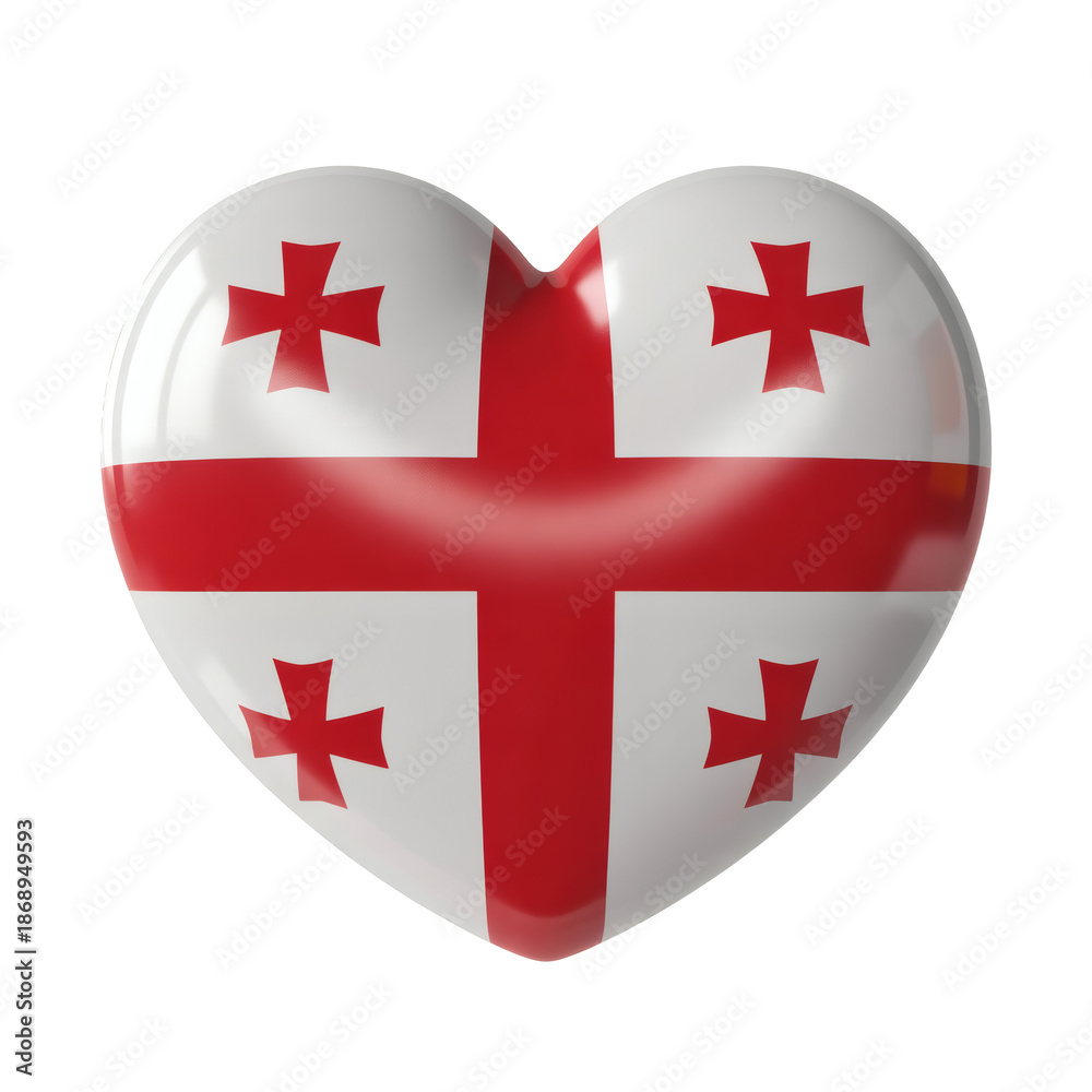 Obraz premium Show your Georgian love with this heart shaped flag, perfect for travel blogs, social media, or patriotic designs