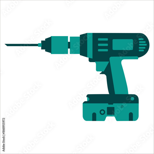 Cordless Electric Drill Tool Vector Illustration