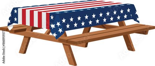 Patriotic Picnic A Festive Table with American Flag Design for Outdoor Celebrations and Events