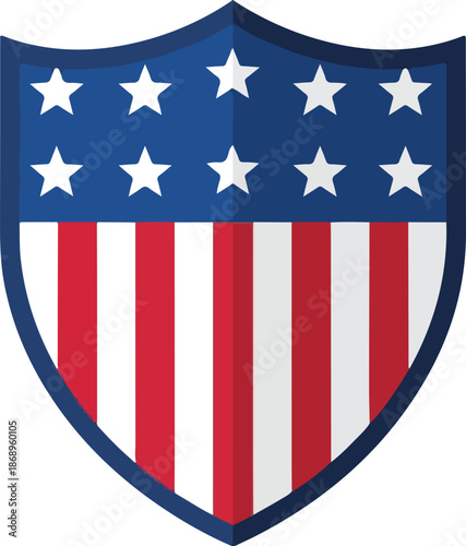 American Symbol A Patriotic Shield with Stars and Stripes in a Vector Design