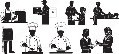 Various Occupations and Professions Silhouette Illustrations