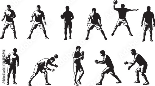 Boxer Silhouettes in Various Fighting Stances and Poses