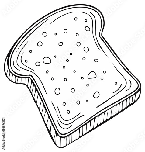Black and White Illustration of a Slice of Bread