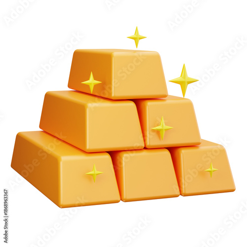 3D Shiny Gold Bars Investment Asset Icon