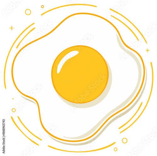 Vibrant sunny side up fried egg minimalist vector illustration breakfast meal fresh food concept