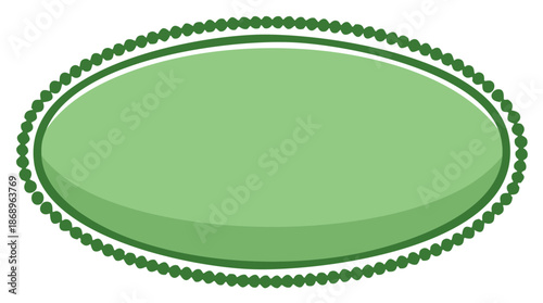 Green oval shape with decorative beaded border and shadow effect illustration