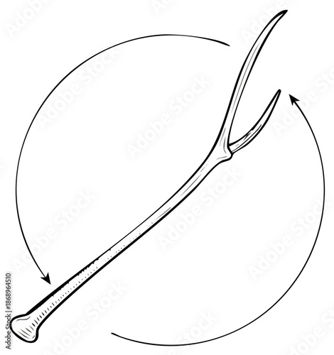 Dowsing Rod with Circular Arrows, Fortune Telling Divining Tool Icon