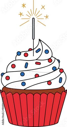 Festive Cupcake with Sparkler A Celebration of Joy and Sweet Delights for Birthday Events