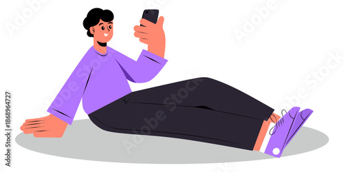Vector Character Illustration of a man holding a smartphone