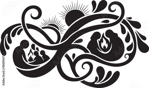 Family and Nature Silhouette Vector Graphic Design