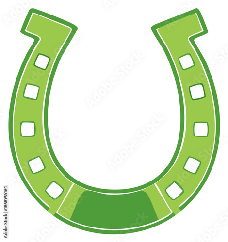 Lucky Horseshoe Illustration Green Symbol Good Fortune Graphic Art, Irish Culture Icon, St. Patrick's Day Vector