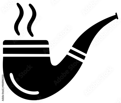 Icon illustration of a classic smoking pipe with wisps of steam