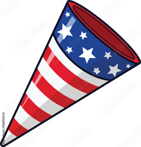 Patriotic Party Horn A Festive Illustration of American Celebration and Independence