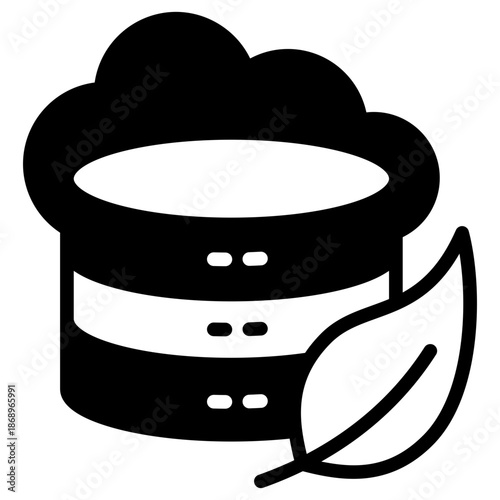 Cloud Server Glyph Icon Mini Illustration, Use For Modern Concept, Print, Ui, Ux Kit, Web And App Development. Vector Related To Green Technology And More