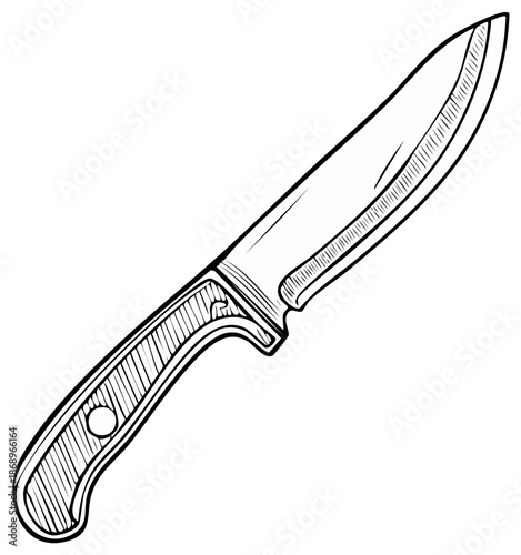 Hand Drawn Sketch of a Sharp Utility Knife with a Textured Handle