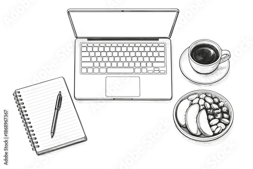 Food for concentration illustration for productivity content and focus improvement design