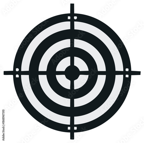 Black and White Target Illustration With Rings and Crosshairs