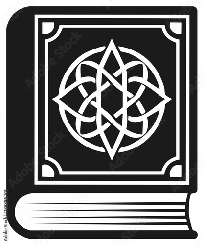 Stylized Grimoire with Intricate Arcane Symbol on Cover Vector Illustration