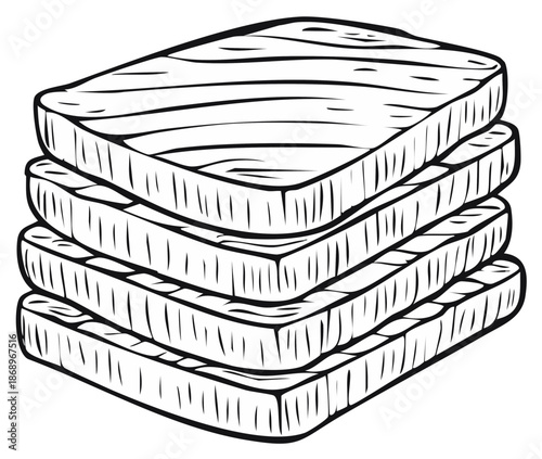 Stacked slices of rustic bread with a textured surface and defined crust
