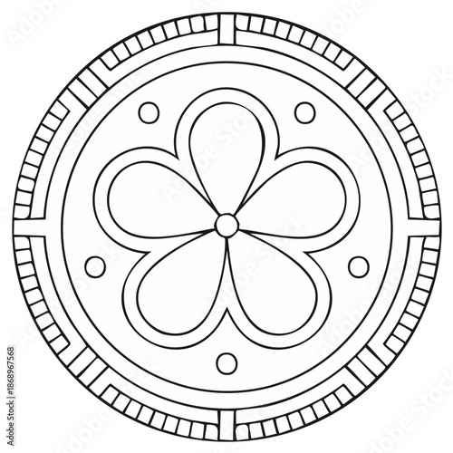 Ornate detailed floral mandala outline geometric pattern coloring page design vector