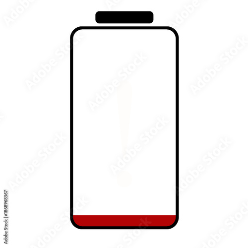 Empty battery outline icon isolated on transparency background, minimal flat UI symbol 