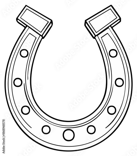 Line Art Vector Illustration of a Traditional Lucky Horseshoe Symbol
