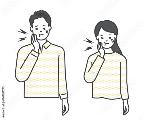 歯痛に悩む男女のイラストベクター素材