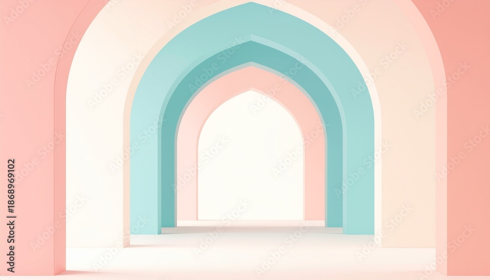 Fototapeta premium Soft Pastel Colored Arches Abstract Architectural Design