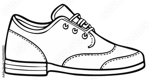 Classic Oxford Shoe Black and White Line Drawing Style