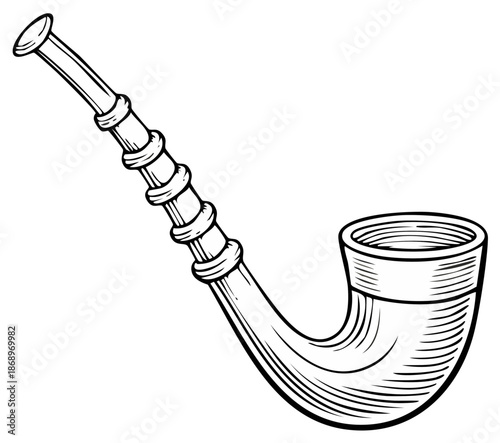 Vintage smoking pipe vector illustration in detailed hand drawn style.