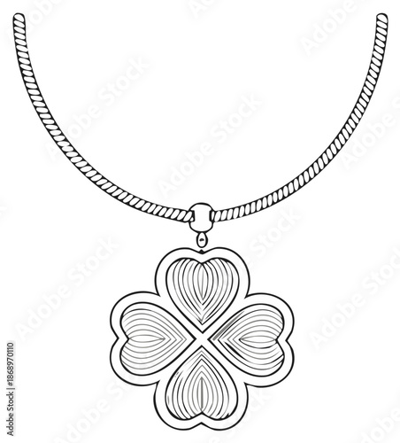 Four Leaf Clover Pendant, Lucky Charm Necklace, Celtic Design, Amulet Jewelry