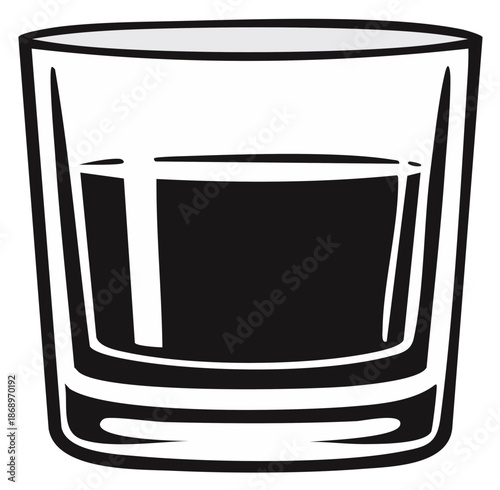 Vector illustration of a short drink in a glass tumbler against a white background