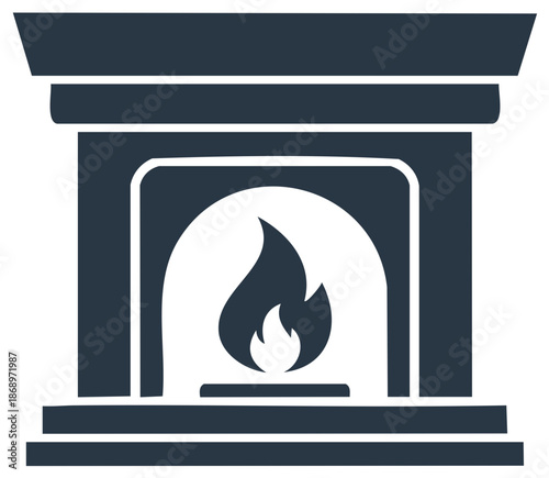 Cozy Fireplace Illustration Vector Minimalist Flame Hearth Interior Design Element