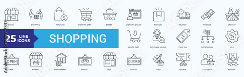 Shopping Icon Pack Illustration Vector Outline Style