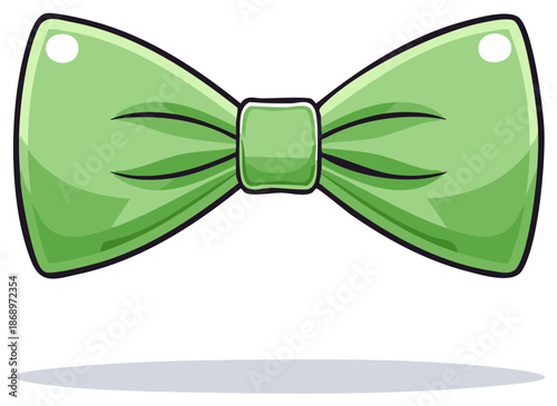 Stylized Green Bowtie Illustration Accessory for Costume Parties and Celebrations
